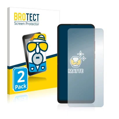 Front side of a product packaging with the brand logo BROTECT. Next to it is the device Motorola One Hyper shown with the corr