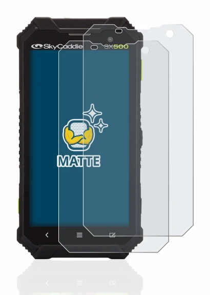 Image of the device SkyCaddie SX500 with a wide variety of screen protectors.