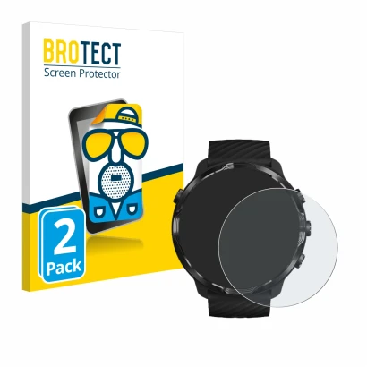 Front side of a product packaging with the brand logo BROTECT. Next to it is the device Suunto 7 shown with the corresponding
