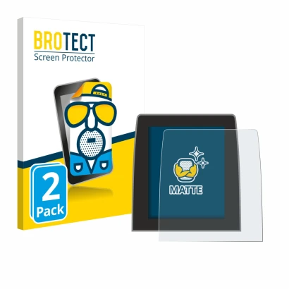Front side of a product packaging with the brand logo BROTECT. Next to it is the device Renault Clio 5 2020 Easy Link 9.3" sho