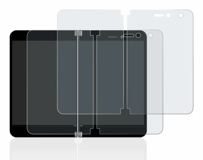 Image of the device Microsoft Surface Duo with a wide variety of screen protectors.