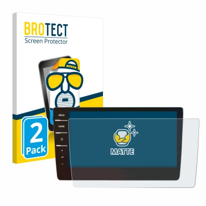 Front side of a product packaging with the brand logo BROTECT. Next to it is the device Volkswagen Touran 2019 Discover Pro 9.