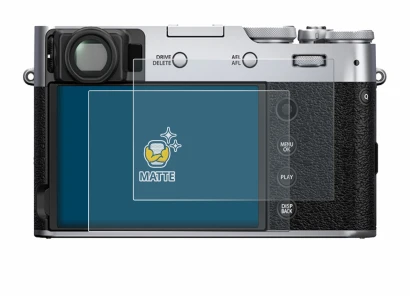 Image of the device Fujifilm X100V with a wide variety of screen protectors.