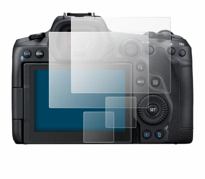 Image of the device Canon EOS R5 with a wide variety of screen protectors.