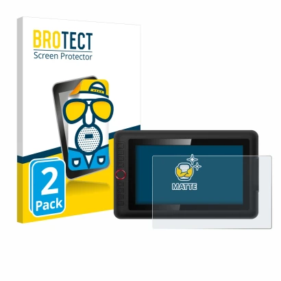 Front side of a product packaging with the brand logo BROTECT. Next to it is the device XP-Pen Artist 12 Pro shown with the co