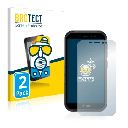 Front side of a product packaging with the brand logo BROTECT. Next to it is the device Ulefone Armor X7 shown with the corres