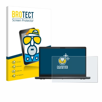 Front side of a product packaging with the brand logo BROTECT. Next to it is the device Dell Latitude 5500 shown with the corr