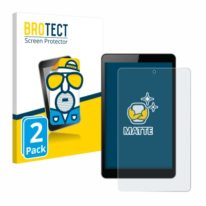 Front side of a product packaging with the brand logo BROTECT. Next to it is the device Huawei MediaPad M5 Lite 8" shown with 