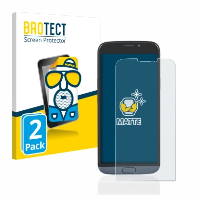Front side of a product packaging with the brand logo BROTECT. Next to it is the device Doro 8050 shown with the corresponding
