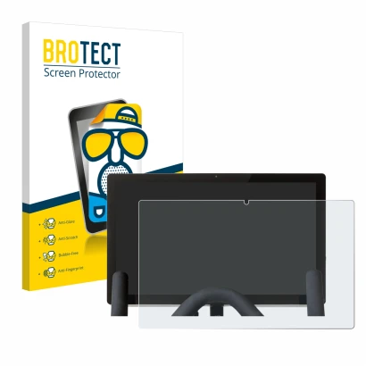 Front side of a product packaging with the brand logo BROTECT. Next to it is the device Peloton Bike shown with the correspond