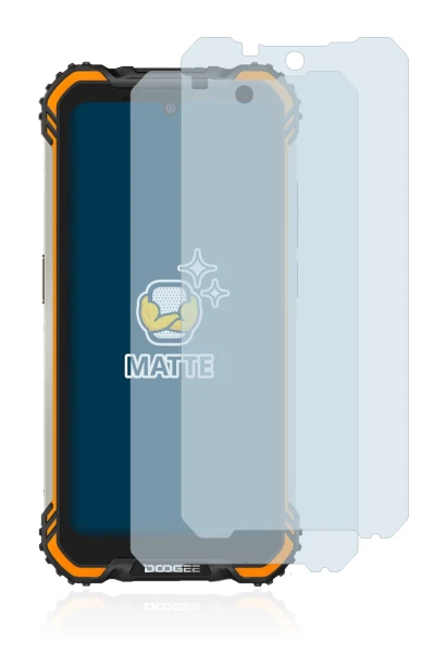 Image of the device Doogee S58 Pro with a wide variety of screen protectors.