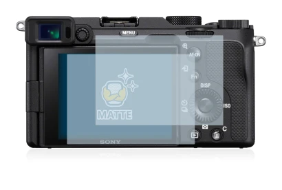 Image of the device Sony A7C with a wide variety of screen protectors.