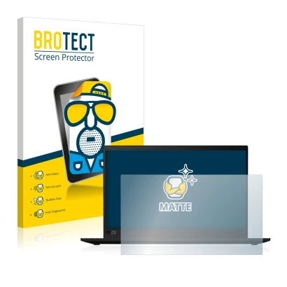 Front side of a product packaging with the brand logo BROTECT. Next to it is the device Lenovo ThinkPad X1 Carbon (8th. Gen.)