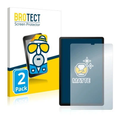 Front side of a product packaging with the brand logo BROTECT. Next to it is the device Samsung Galaxy Tab S5e 2019 shown with
