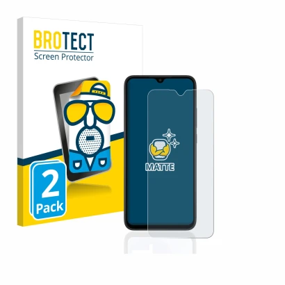 Front side of a product packaging with the brand logo BROTECT. Next to it is the device Xiaomi Redmi 9AT shown with the corres