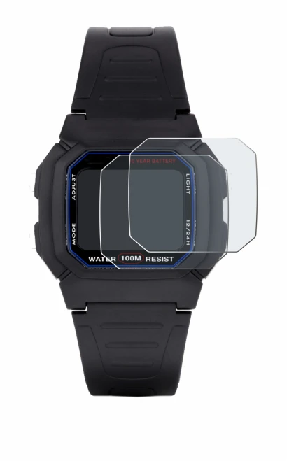 Image of the device Casio W-800H-1AVES with a wide variety of screen protectors.