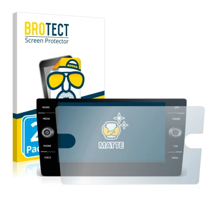 Front side of a product packaging with the brand logo BROTECT. Next to it is the device Volkswagen T-Roc United TSI 2020 Disco