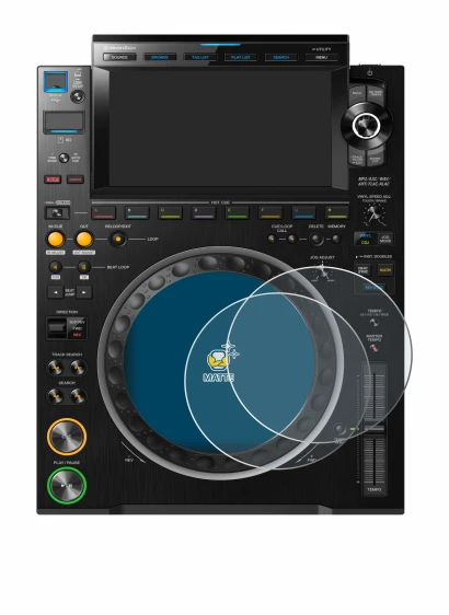 Image of the device Pioneer CDJ 3000 (circle) with a wide variety of screen protectors.