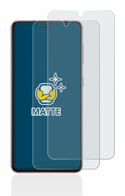 Image of the device Samsung Galaxy S21 with a wide variety of screen protectors.