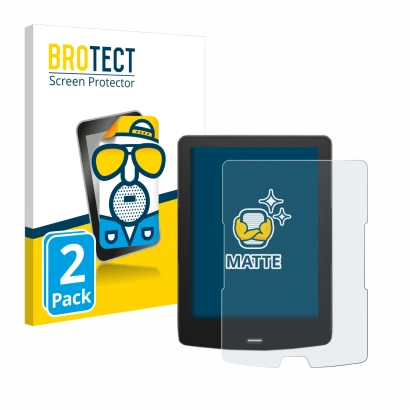 Front side of a product packaging with the brand logo BROTECT. Next to it is the device inkBOOK Calypso Plus shown with the co