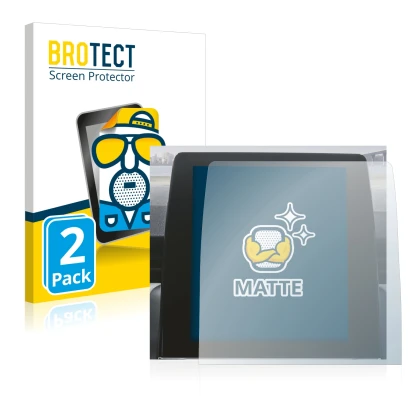 Front side of a product packaging with the brand logo BROTECT. Next to it is the device Renault Zoe 2020 Easy Link 9.3