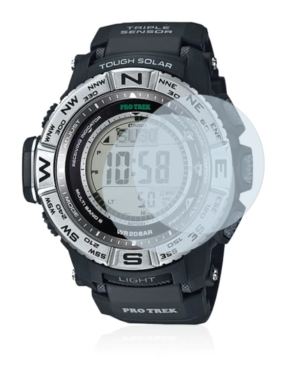 Image of the device Casio Pro Trek PRW-3500-1 with a wide variety of screen protectors.