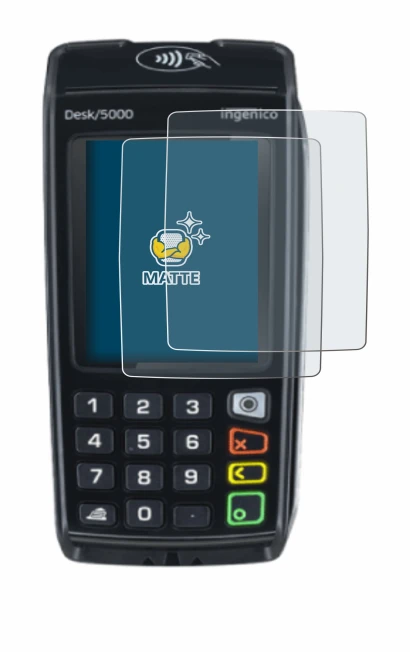 Image of the device ingenico Desk/5000 with a wide variety of screen protectors.