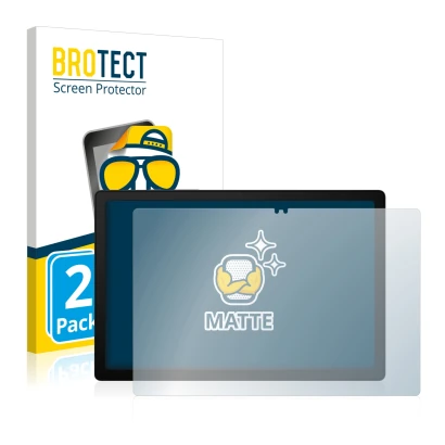Front side of a product packaging with the brand logo BROTECT. Next to it is the device Samsung Galaxy Tab A8 LTE shown with t