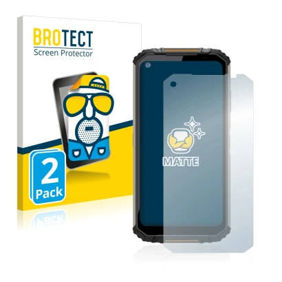 Front side of a product packaging with the brand logo BROTECT. Next to it is the device Oukitel WP16 shown with the correspond