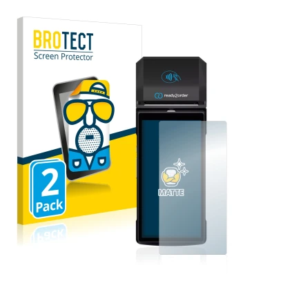 Front side of a product packaging with the brand logo BROTECT. Next to it is the device Ready2order ReadyGo shown with the cor