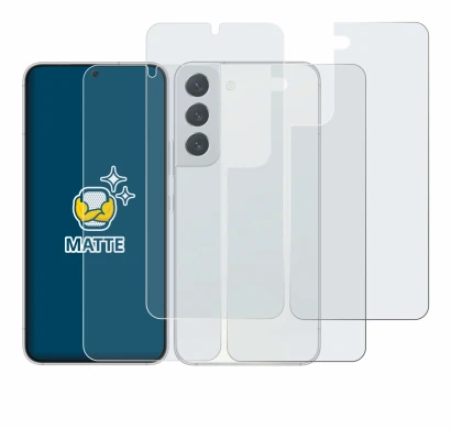 Image of the device Samsung Galaxy S22 5G (Front+Back) with a wide variety of screen protectors.