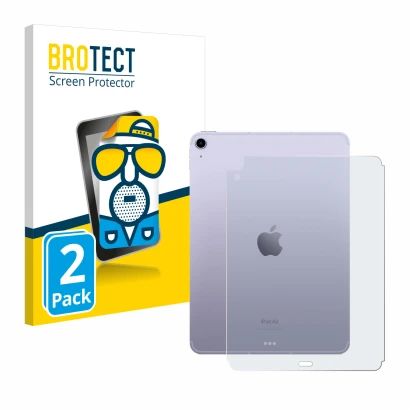 Front side of a product packaging with the brand logo BROTECT. Next to it is the device Apple iPad Air 5 WiFi 2022 (Back, 5th 