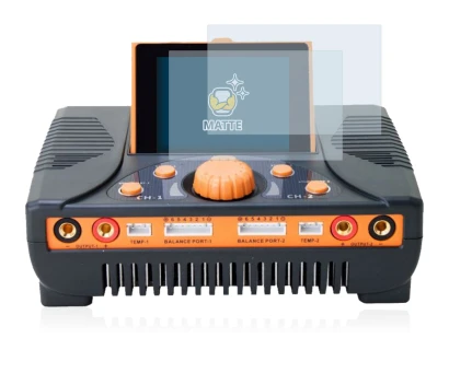 Image of the device Junsi iCharger 406 Duo with a wide variety of screen protectors.