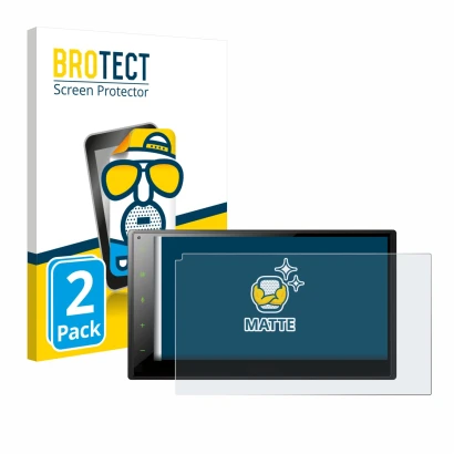 Front side of a product packaging with the brand logo BROTECT. Next to it is the device Pioneer SPH-DA360DAB shown with the co