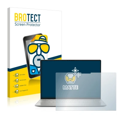 Front side of a product packaging with the brand logo BROTECT. Next to it is the device Dell XPS 13 Plus 9320 Touch shown with