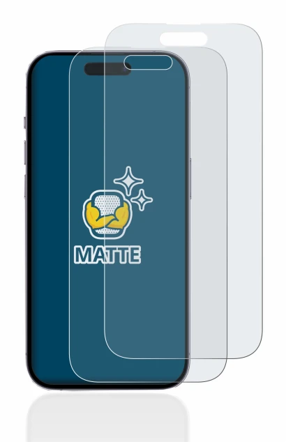 Image of the device Apple iPhone 14 Pro with a wide variety of screen protectors.