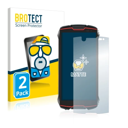 Front side of a product packaging with the brand logo BROTECT. Next to it is the device Cubot King Kong Mini 2 Pro shown with