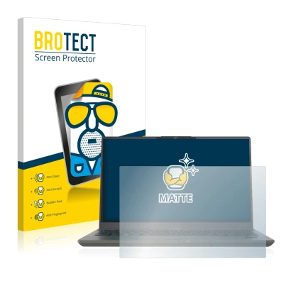 Front side of a product packaging with the brand logo BROTECT. Next to it is the device Fujitsu Lifebook U7411 shown with the 