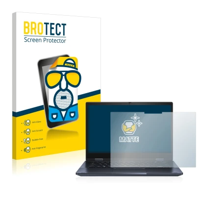 Front side of a product packaging with the brand logo BROTECT. Next to it is the device ASUS ExpertBook B3 Flip B3402 shown wi