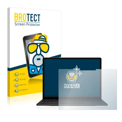 Front side of a product packaging with the brand logo BROTECT. Next to it is the device Microsoft Surface Laptop 5 15