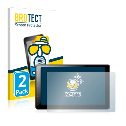 Front side of a product packaging with the brand logo BROTECT. Next to it is the device Pioneer AVIC-Z1000DAB-C Navigation sho
