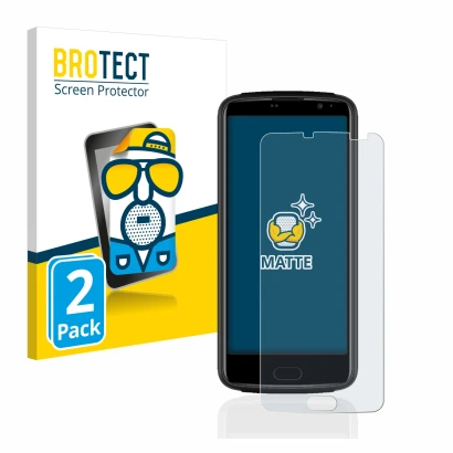 Front side of a product packaging with the brand logo BROTECT. Next to it is the device Beafon M7 premium shown with the corre