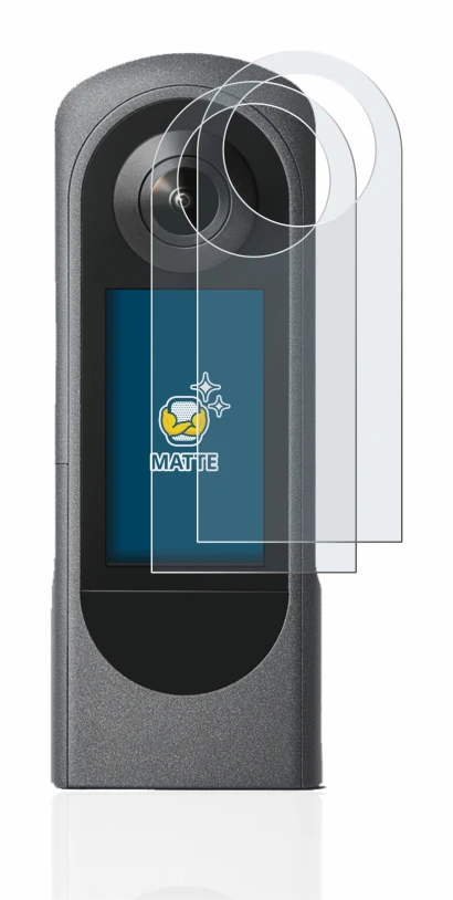 Image of the device Ricoh Theta X with a wide variety of screen protectors.