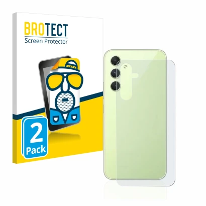 Front side of a product packaging with the brand logo BROTECT. Next to it is the device Samsung Galaxy A54 5G (Back) shown wit