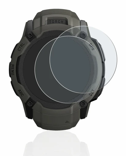 Image of the device Garmin Instinct 2X Solar with a wide variety of screen protectors.