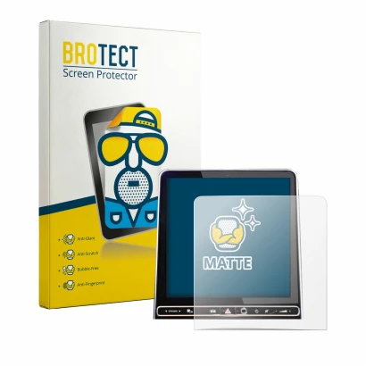 Front side of a product packaging with the brand logo BROTECT. Next to it is the device Mercedes-Benz GLC X254 GPS Navigation 