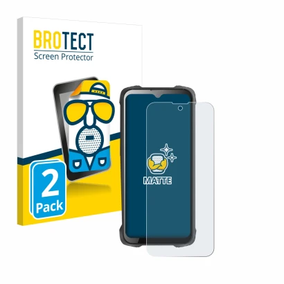 Front side of a product packaging with the brand logo BROTECT. Next to it is the device Cubot King Kong 9 shown with the corre