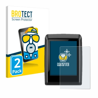 Front side of a product packaging with the brand logo BROTECT. Next to it is the device Bosch Kiox 500 shown with the correspo