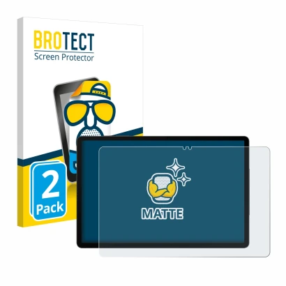 Front side of a product packaging with the brand logo BROTECT. Next to it is the device Samsung Galaxy Tab S9 5G shown with th