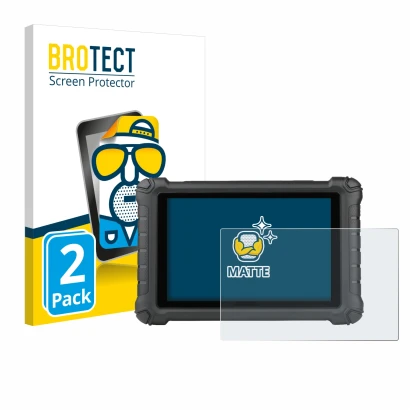 Front side of a product packaging with the brand logo BROTECT. Next to it is the device Autel MX900c shown with the correspond